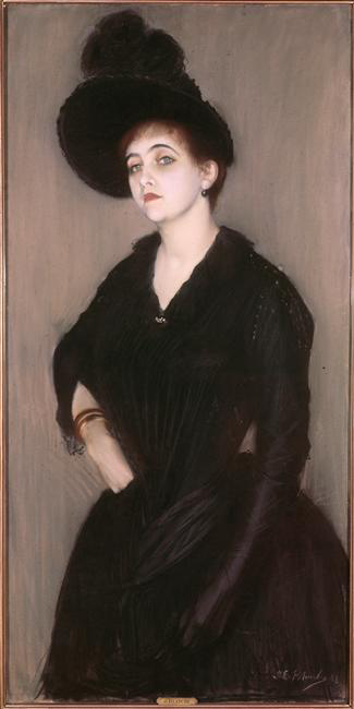 Figure 10 : Portrait de Marie-Blanche Vasnier par Jacques Emile Blanche. 1888. Pastel sur carton. 130 x 66 cm. Paris, Petit Palais, musée des Beaux-Arts de la Ville de Paris.